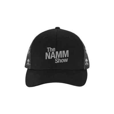 Black Structured Mesh Snapback Skull Trucker Hat